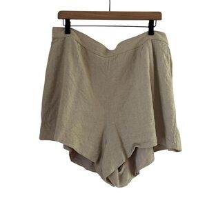 Abercrombie & Fitch High Waist Pleated Linen Tan Shorts